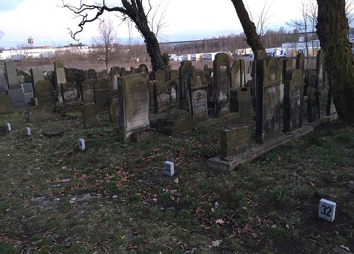 Jewish cemetery in Czeladz - rows numbering made in 2020